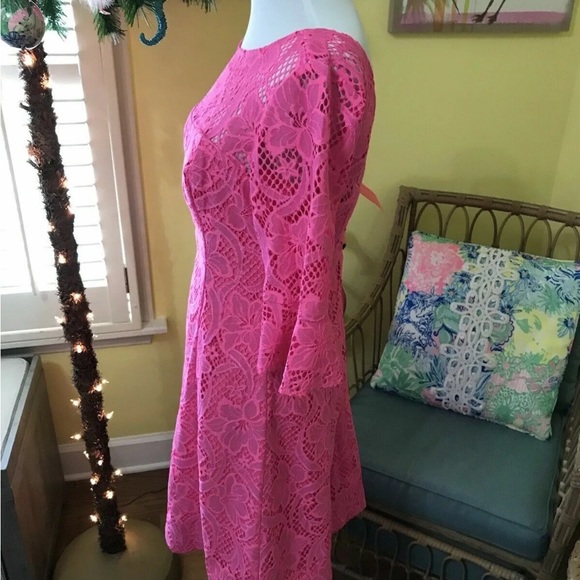 Lilly Pulitzer NWT Allyson Dress Pink Tropics Floral Lace $278 Size 0,2 - Picture 10 of 13